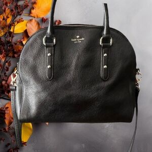 Kate Spade Black Pebbled Leather Satchel Purse, Shoulder Bag EUC
